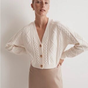 Madewell Cable Knit Cropped Cardigan- Cream